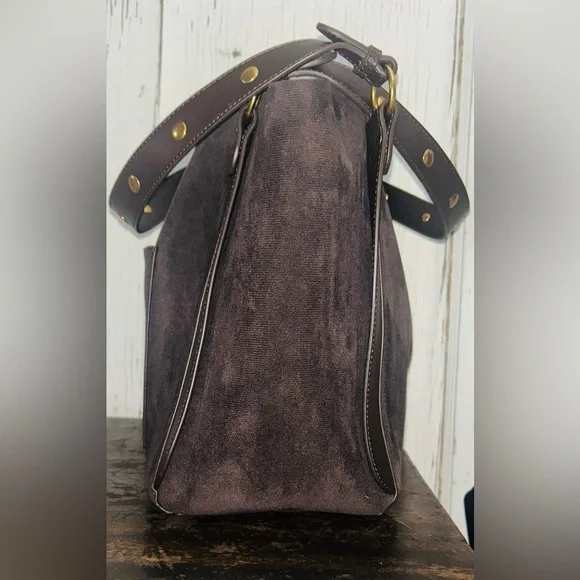 House of Harlow 1960 Style Brown Suede Tote Bag-NWOT - Picture 6 of 11